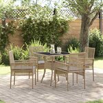 vidaXL Ensemble de salle à manger pour jardin 5 Pièces Beige Poly rotin