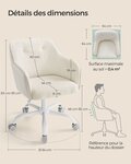 Fauteuil de bureau chaise pivotante confortable siège ergonomique réglable en hauteur charge 120 kg cadre enacier tissu imitation lin pour bureau beige 12_0005888