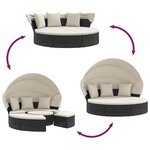 vidaXL Lit de repos d'extérieur avec auvent et coussins résine tressée