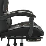 vidaXL Chaise de jeu pivotante repose-pied Noir camouflage Similicuir