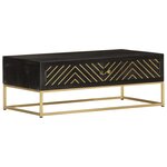 vidaXL Table basse Noir et doré 90x50x35 cm Bois solide de manguier