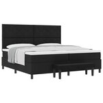 vidaXL Lit à ressorts avec tête de lit Noir 200 x 200 cm tissu