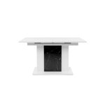 Table a manger extensible 140/180x80x77cm - Blanc brillant et Marbre foncé - BRUGGE