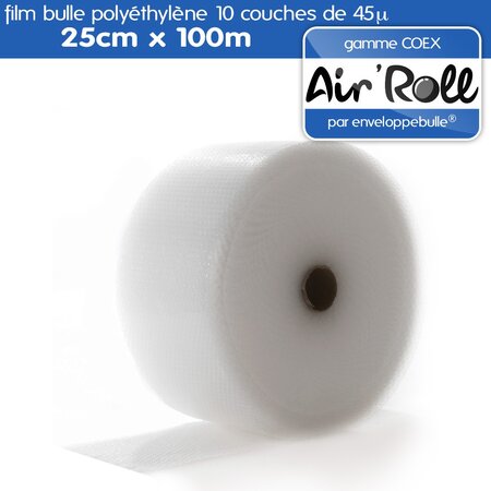 Lot de 20 rouleaux de film bulle d'air largeur 25cm x longueur 100m - gamme air'roll coex