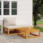 vidaXL Salon de jardin 3 Pièces avec coussins bois massif d'acacia