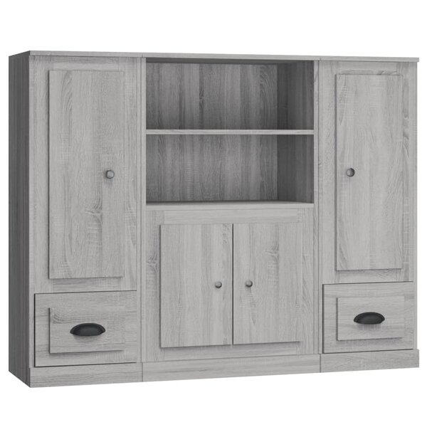 vidaXL Buffets 3 Pièces sonoma gris bois d'ingénierie
