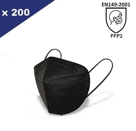 Lot de 200 Masques Jetables FFP2 NOIR (NR) EN149:2019