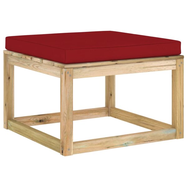 vidaXL Repose-pied de jardin avec coussin bois imprégné de vert