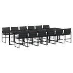 vidaXL Ensemble à manger de jardin avec coussins 13 Pièces noir textilène
