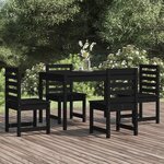 vidaXL Ensemble à manger de jardin 5 Pièces noir bois massif de pin