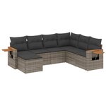 vidaXL Salon de jardin avec coussins 7 Pièces gris résine tressée