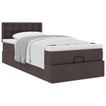 vidaXL Cadre de lit ottoman avec matelas marron foncé 90x190 cm tissu
