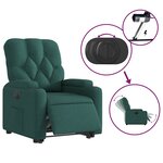 vidaXL Fauteuil inclinable électrique vert foncé tissu