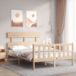 vidaXL Cadre de lit avec tête de lit 140x190 cm bois massif