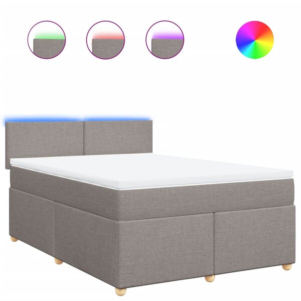 vidaXL Sommier à lattes de lit avec matelas Taupe 160x200 cm Tissu