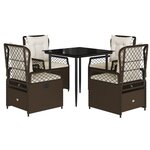 vidaXL Ensemble à manger de jardin 5 Pièces et coussins marron poly rotin