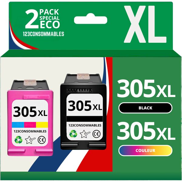 HP 305XL - Pack 2 cartouches noir et couleur compatibles HP DeskJet 4220e 2820e