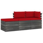 vidaXL Salon palette de jardin 3 Pièces avec coussins Bois de pin massif