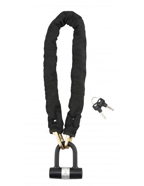 THIRARD - Chaîne acier gainé nylon Loops  vélo  moto  barrières  0.9m  noir  cadenas  2 clés