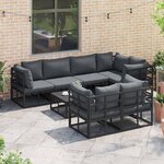 vidaXL Ensemble de canapé de jardin 7 Pièces Noir 283 x 143 x 71 cm