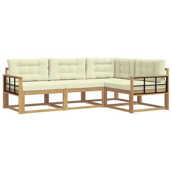 vidaXL Ensemble de canapés d'extérieur 3 pc Blanc et crème Polyester