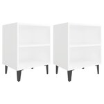 vidaXL Tables de chevet avec pieds en métal 2 Pièces blanc 40x30x50 cm