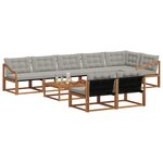 vidaXL Ensemble de canapés d'extérieur 9 Pièces Gris Naturel et Clair