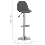 vidaXL Tabourets de bar lot de 2 gris foncé tissu