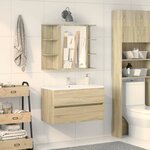 vidaXL Armoire à miroir de bain Chêne sonoma 80x20 5x64 cm Aggloméré