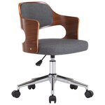 vidaXL Chaise pivotante de bureau Gris Bois courbé et tissu
