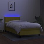 vidaXL Sommier tapissier avec matelas et LED Vert 100x200 cm Tissu