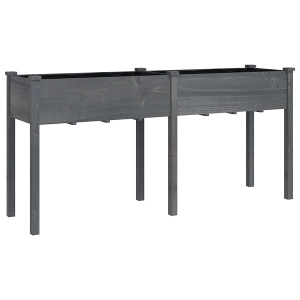 vidaXL Jardinière avec doublure gris 161x45x76 cm bois massif de sapin