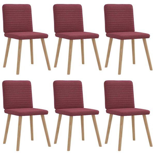 vidaXL Chaises à manger lot de 6 rouge bordeaux tissu