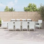 vidaXL Ensemble à manger de jardin et coussins 11 Pièces blanc poly rotin