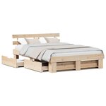 vidaXL Cadre de lit avec tiroir Marron 150 x 200 cm Bois massif en pin