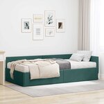 vidaXL Cadre de lit d'angle avec matelas Autre 2 Pièces Vert tissu