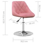 vidaXL Chaises pivotantes à manger lot de 2 Rose Velours