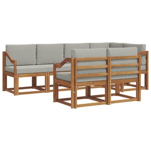 vidaXL Ensemble de canapés d'extérieur 7 pc Gris Naturel et Clair