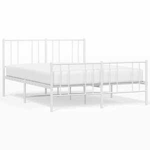vidaXL Cadre de lit métal sans matelas et pied de lit blanc 140x190 cm