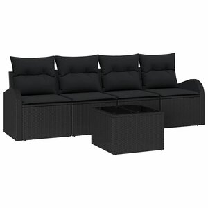 vidaXL Ensemble de canapé de jardin Noir 55 x 55 x 37 cm polyrotin