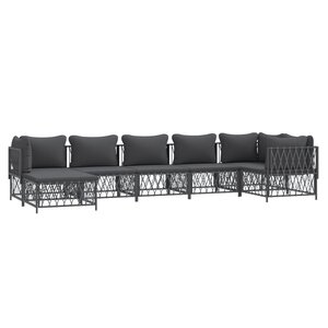 Salon de jardin meuble d'extérieur ensemble de mobilier 7 pièces avec coussins anthracite acier 02_0017067