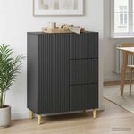 vidaXL Buffet avec tiroir Noir 66 x 34 5 x 90 cm Bois d'ingénierie