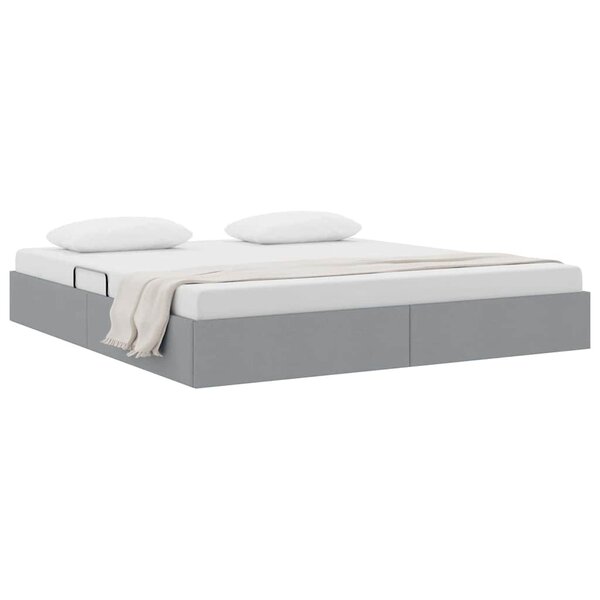 vidaXL Lit de Rangement avec tête de lit Gris clair 180 x 200 cm tissu