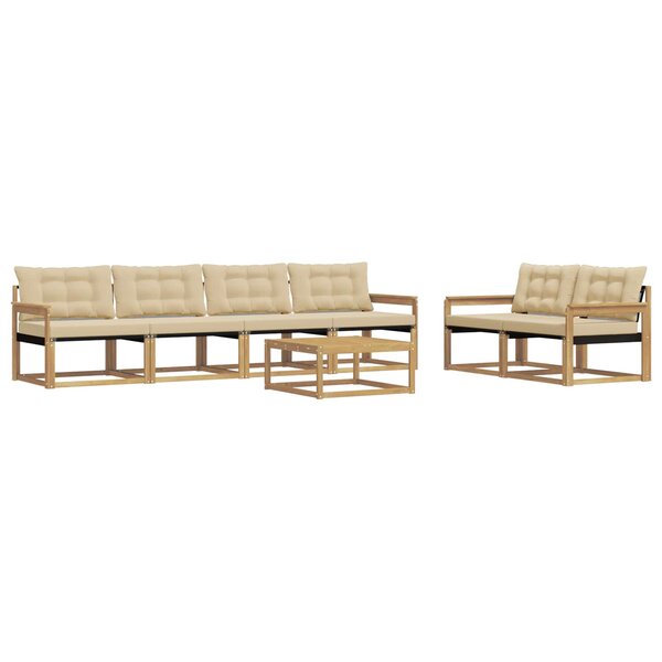 vidaXL Ensemble de canapés d'extérieur 7 Pièces Blanc et Beige
