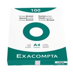 Étui de 100 fiches bristol ligné non perforé 210x297mm Blanc EXACOMPTA