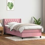 vidaXL Sommier à lattes de lit avec matelas rose 100x220 cm velours
