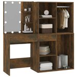 vidaXL Coiffeuse à LED avec armoires Chêne fumé Bois d'ingénierie