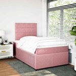 vidaXL Sommier à lattes de lit avec matelas rose 120x190 cm velours