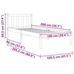 vidaXL Cadre de lit sans matelas cire marron 100x200cm bois pin massif