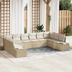 vidaXL Ensemble de canapé de jardin avec coussin 10 Pièces beige et crème